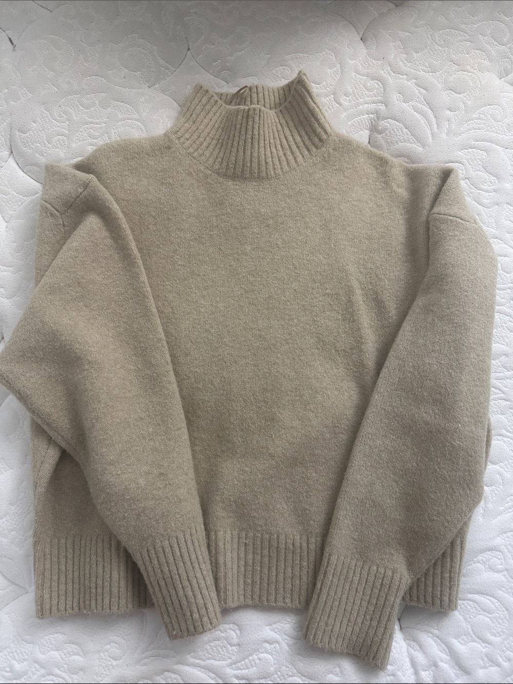 Zara Beige Turtleneck Sweater - Soft Ribbed Trim US S